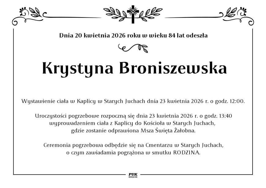 Krystyna Broniszewska - nekrolog